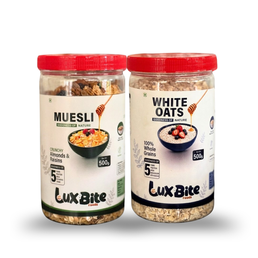 LuxBite Healthy Breakfast Combo – Muesli & White Oats